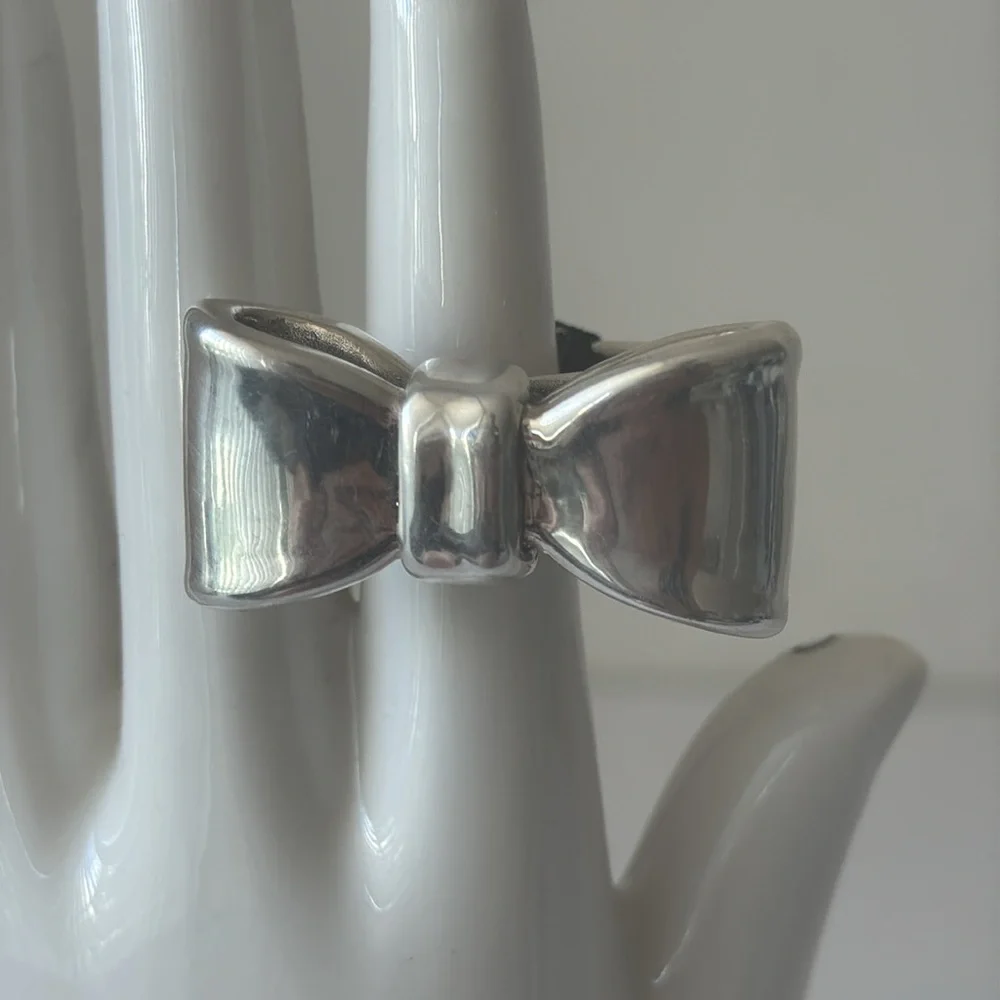 E&L Israel Sterling Silver Electroform Bow Ring Sz.9